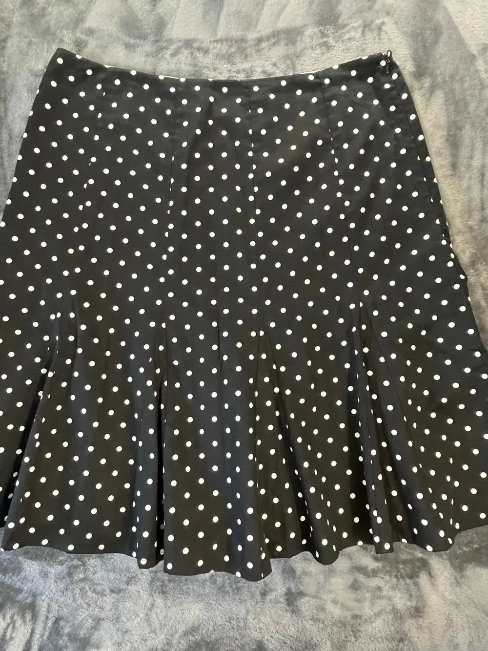 Petticoat Skirt Drop Waist Pleated Flared Stretch Black White Dot